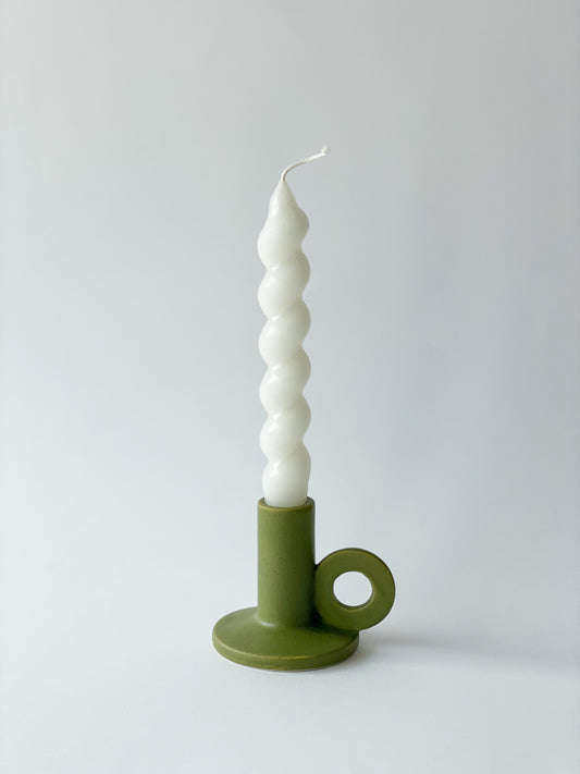 Spiral Taper Candle - White
