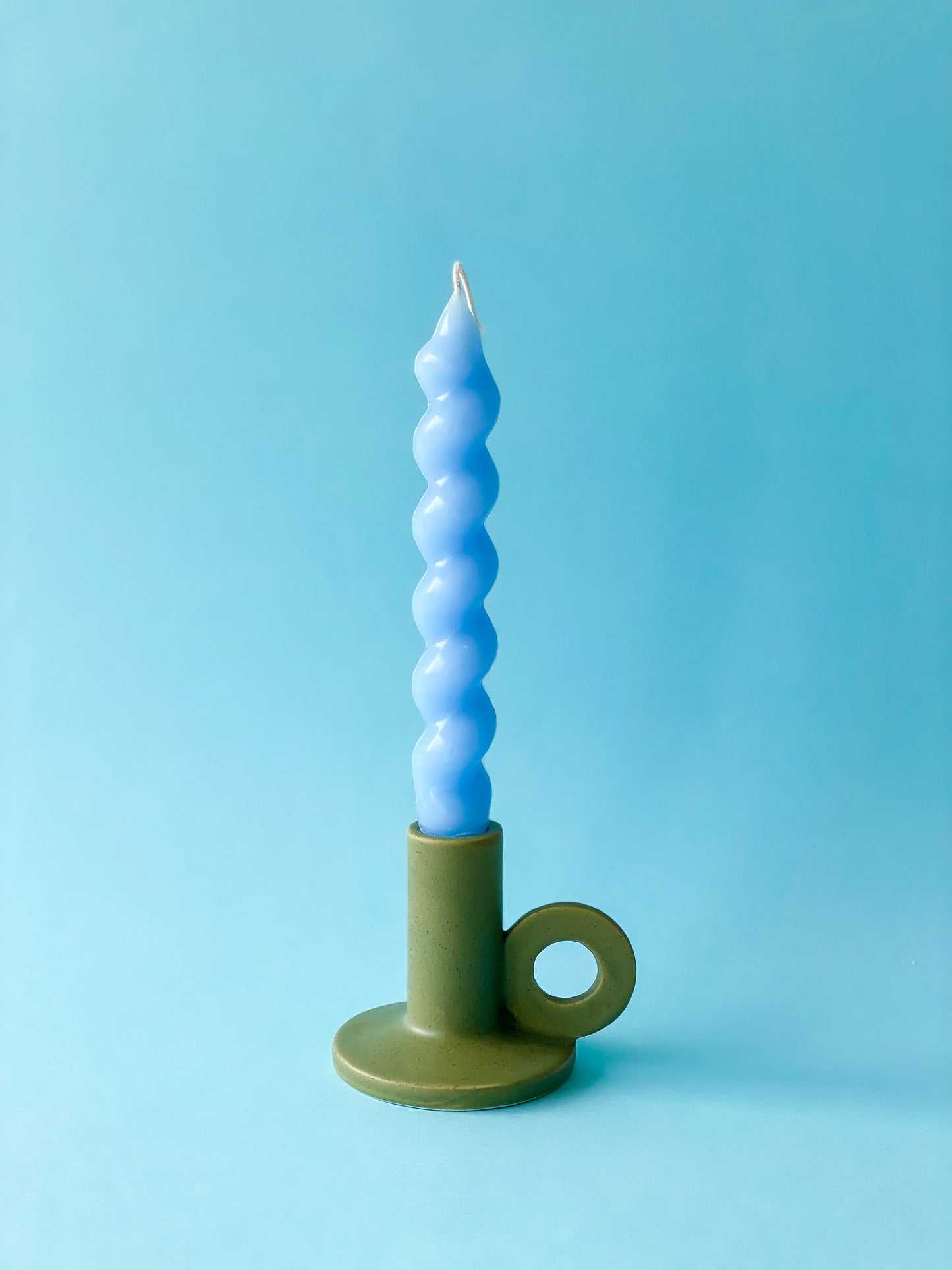Spiral Taper Candle - Blue